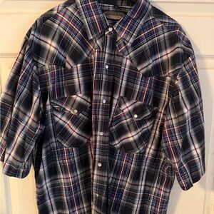 Canyon Guide Men’s Navy, White & Red Plaid Button-Down Western Shirt